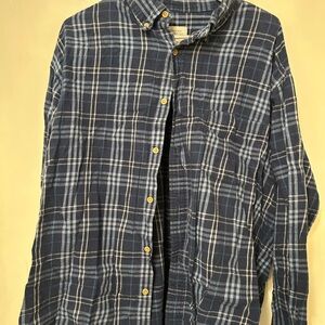 Vintage 100% Cotton Authentic Shirt Flannel Blue Plaid Men's Shirt